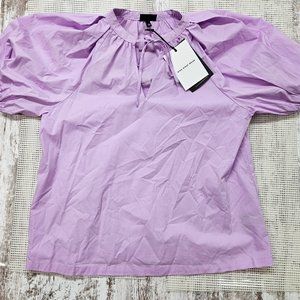 Who What Wear Women's Orchid Bouquet Short Sleeve Blouse Size S Violet